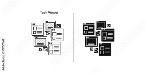 Foto Digital task viewer organized in clusters with clean background during daytime