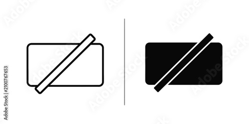 фотографія Stylized rectangle icon with diagonal line in white and black representing prohi