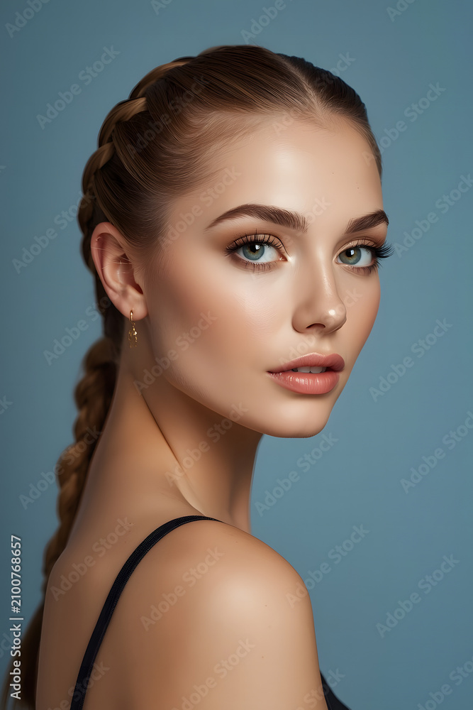 Fototapeta premium Close‑Up Beauty Shot Featuring Smooth Skin and Natural Makeup