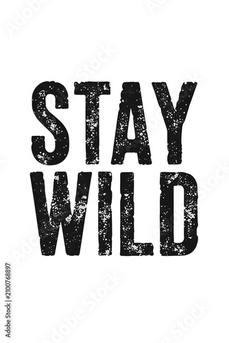 Grunge Style Typography Artwork Featuring Stay Wild Message
