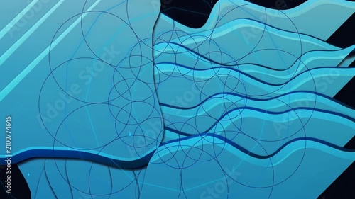 Cinematic scene with harmonic 3D abstract lines and shapes in motion