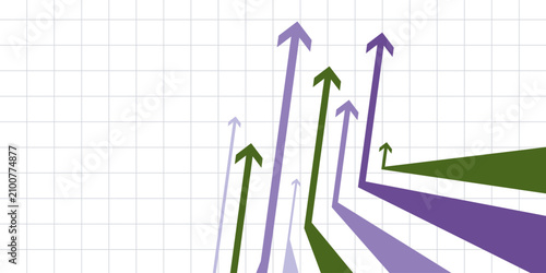 Five Arrows Moving Up Vintage Colors. Abstract Financial Chart with Uptrend Line Arrows Graph Go Up. Growth Business Revenue Invest Concept.
