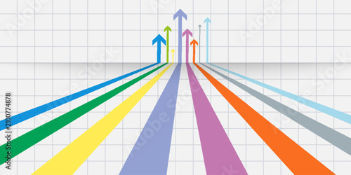 business arrow up process increase to success on blue background. Economic growth trend arrow digital technology. vector illustration technology.