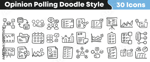 фотографія Set of hand drawn doodle icons for opinion polling analysis