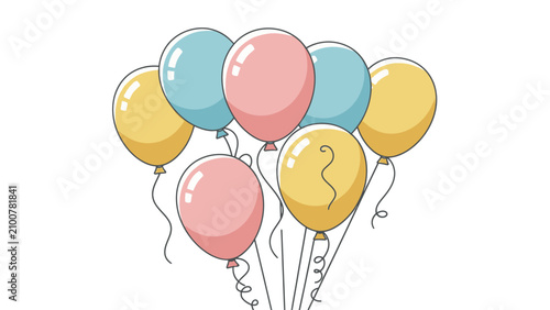 Εκτύπωση καμβά Colorful balloons tied together floating.