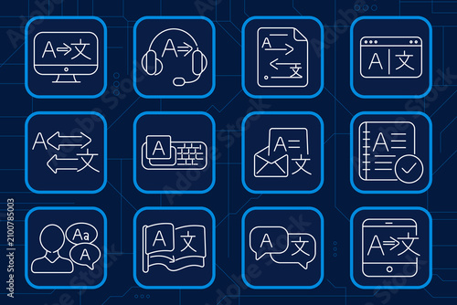 Obraz na plátne Translation set icon