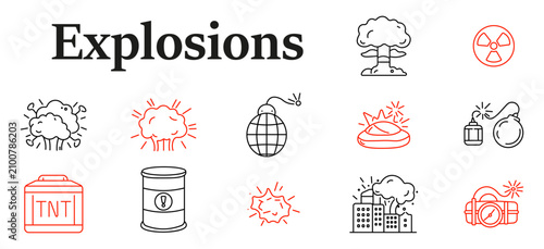 Εκτύπωση καμβά Explosions set icon