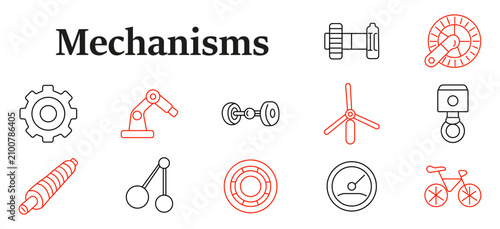 фотографія Mechanisms set icon