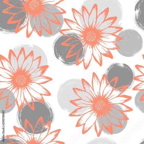 Pink chrysanthemum rustic vector endless rapport. Camomile daisy blossom over...
