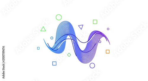 Abstract modern creative background with wavy gradient line and colorful shapes for design technology concept