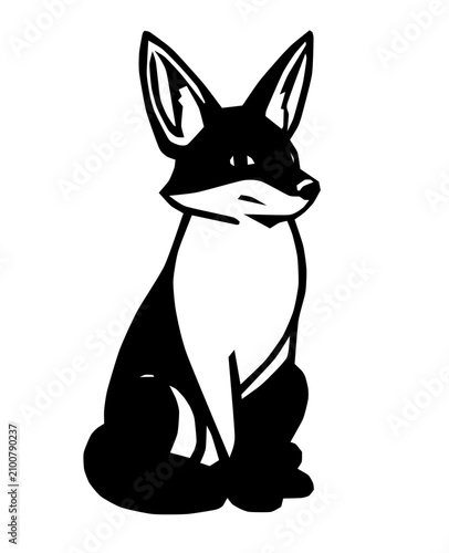 Konstfotografi A bat-eared fox sitting with ears perked and head tilted.