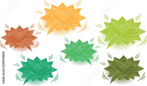 Colorful Comic Burst Speech Bubble Set Watercolor Abstract Pop Art Collection