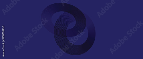 Fotografie Minimalist blue Monochromatic Geometric Waves Web Header in Stealth Style