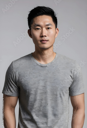 Young asian man with short ...