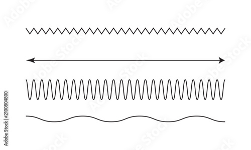 Collection of abstract wavy lines and arrows representing data or sound waves isolated on white background