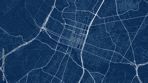 4K Technical Blueprint City Street Map of Austin, USA — High Resolution Road Network Poster