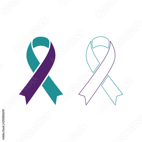 Teal and purple awareness ribbon icon with a simple outline design for health and charity