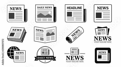 Collection of various newspaper and headline news icons.