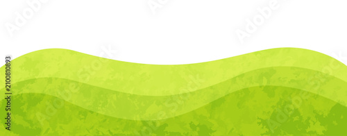 Green watercolor hills landscape border, abstract organic grassy wavy background with wash texture isolated on transparent background, fresh nature panoramic banner vector illustration