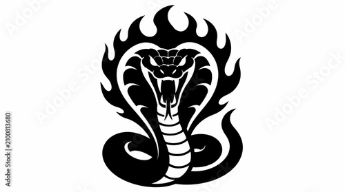 Cobra snake hood flames mascot logo