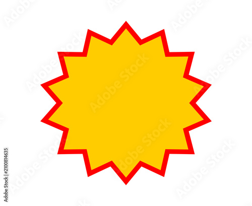 Yellow starburst shape with red outline for promotional sales labels and badge icons