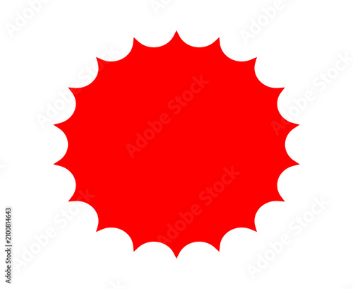 Bright red starburst shape badge for sale or promotion design element