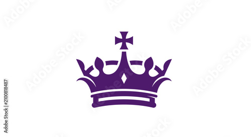 Billede på lærred Purple royal crown icon with cross.