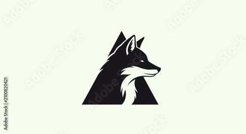 Konstfotografi Stylized black and white fox head profile logo.