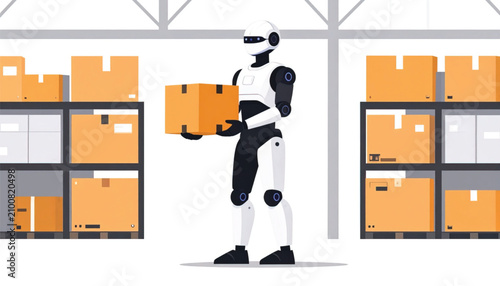 Geometric Abstract Illustration of Orange Boxes in Storage