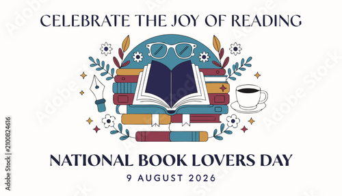 Принти на полотні Decorative graphic illustration celebrating national book lovers day for avid re