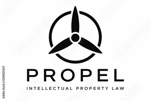 Foto Propeller blade logo for mechanical intellectual property law.