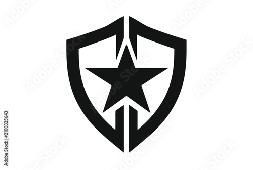 Foto Shield with star military defense security icon