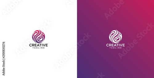 Abstract Circular Logo Design Featuring Intertwining Wave Patterns with Modern Gradient Transitions for Corporate Branding
