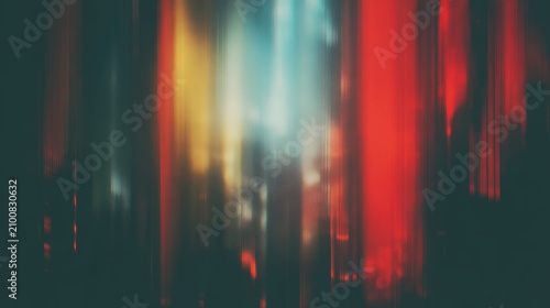 Vertical colorful abstract motion blur background with red yellow blue and green light streaks, dynamic high speed cinematic texture