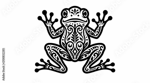 Fotografie Decorative tribal style frog illustration.