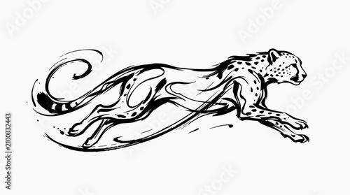 Canvas Print Running cheetah sketch showing speed and fluid motion.