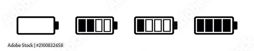 Battery level indicators showing different charge states from empty to full