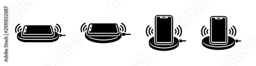 Foto Wireless charging pads for smartphones, flat and upright orientations