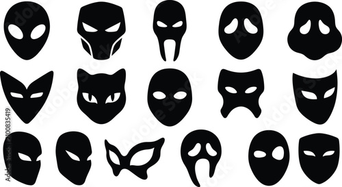 Φωτογραφία Black Halloween masks for spooky party decorations and costumes