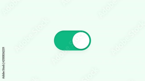 Minimalist Toggle Switch Animation Showing On and Off States in Green and Gray.