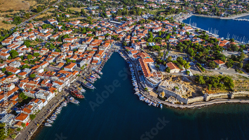 Aerial View of Eski Foca Coastal Town in Izmir Turkey