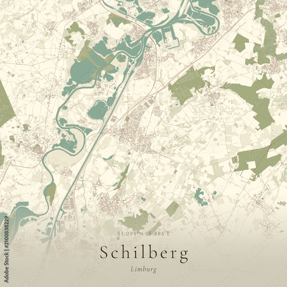 Naklejka premium Vintage Canvas Map of Schilberg, Netherlands | Scandinavian Wall Art | Historic Topographic