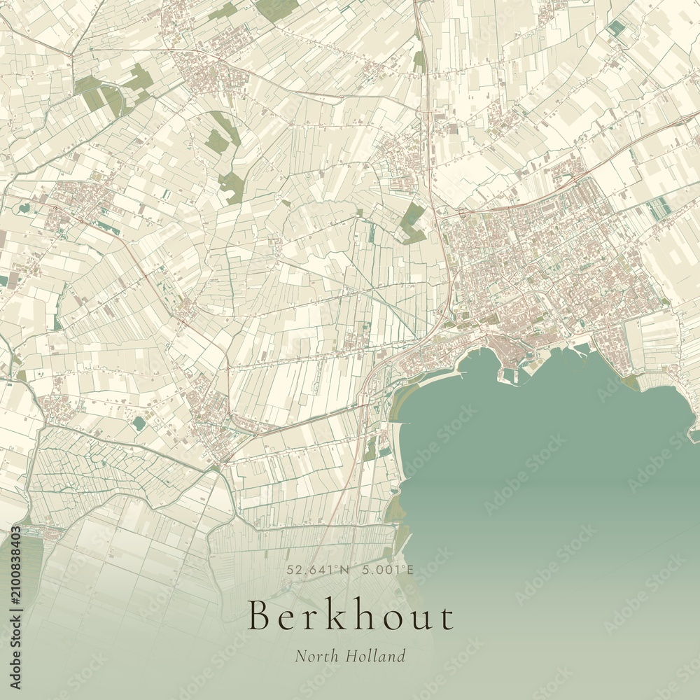 Obraz premium Vintage Canvas Map of Berkhout, Netherlands | Scandinavian Wall Art | Historic Topographic