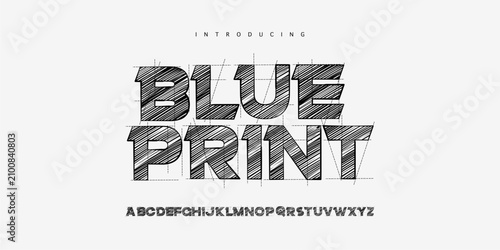 Blueprint: An engineering sketch font. Bold architectural display with technical drawing lines for construction branding.