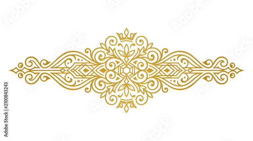 Quadro su tela Elegant Golden Flourish Divider with Crown Element