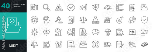 Audit line icons set. Editable line icons. Vector illustration.