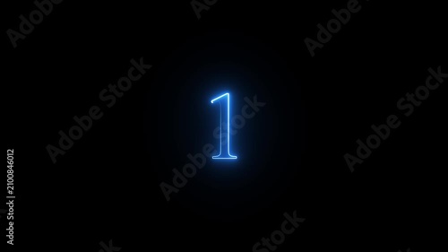 neon numeric text 1 number countdown icon background 4k animation.video