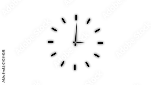 Wall Clock icon on black background, 24 hours timer clock animation .4k clock icon