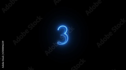 neon numeric text 3 number countdown icon background 4k animation.video