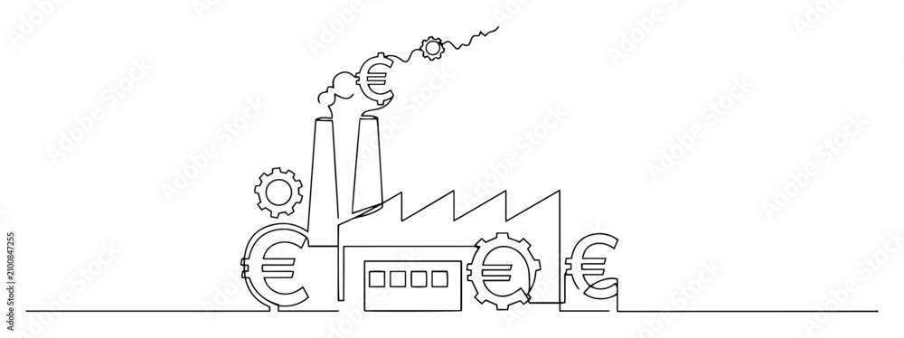 Obraz premium Factory producing euro currency symbols outline